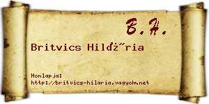 Britvics Hilária névjegykártya